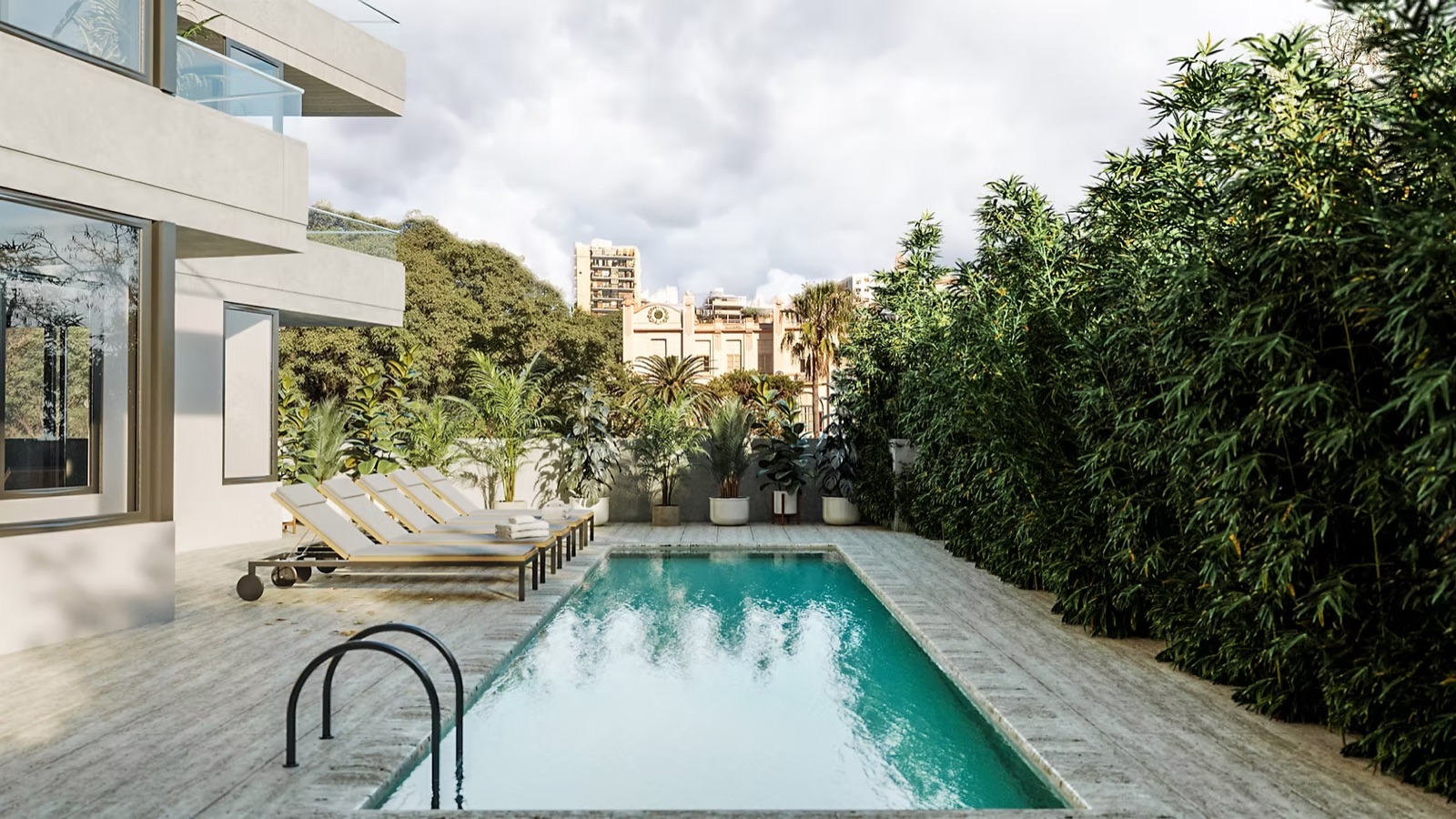 Piscina y terraza del proyecto Skyhaus